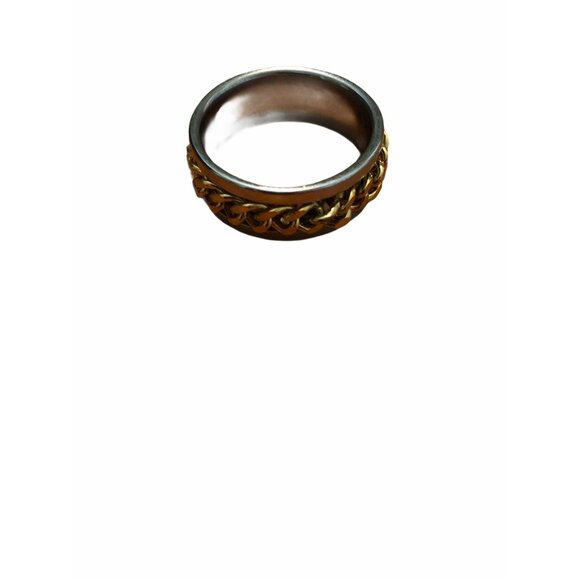 Stainless Steel Chain Spinner Ring Gold & Silver Unisex Sizes 7-10 Wedding Band - Picture 2 of 5
